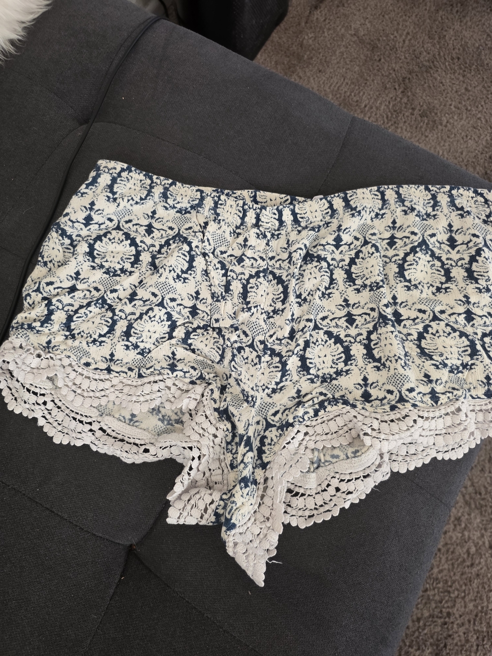 Women’s Navy & Cream Lace-Trim Sleep Shorts